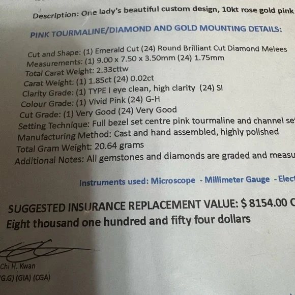 Elegant Pink tourmaline and 10 carat rose Gold Ring - Picture 16 of 16